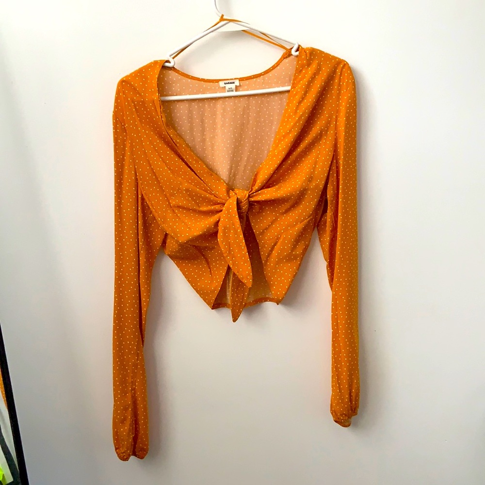 Orange Long Sleeve Wrap Blouse